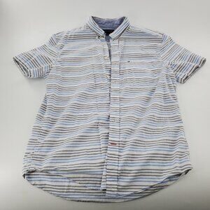 Tommy Hilfiger Man's Blue&White‎ Sleeveless Button Up Shirt L/G Cotton 100%